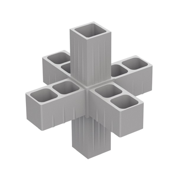6 WAY CONNECTOR 20x20 / GRAY